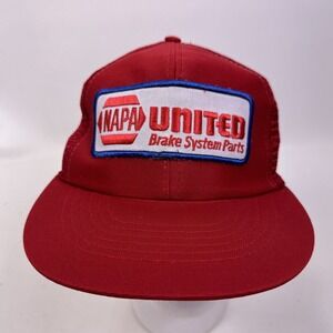 NAPA United Brake Systems Parts Truckers Hat Cap Red Snapback Patch Mesh